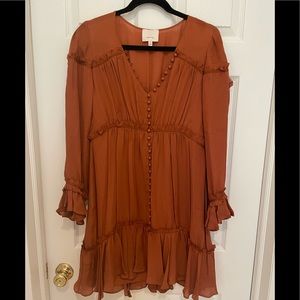 Cinq a Sept dress. 100% Silk rust size M